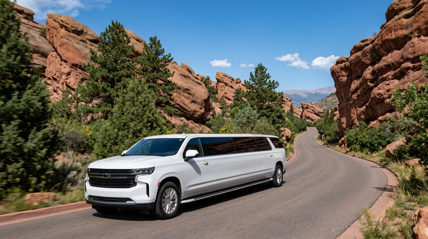 Fort Collins white Chevy Suburban 20 passenger stretch limo