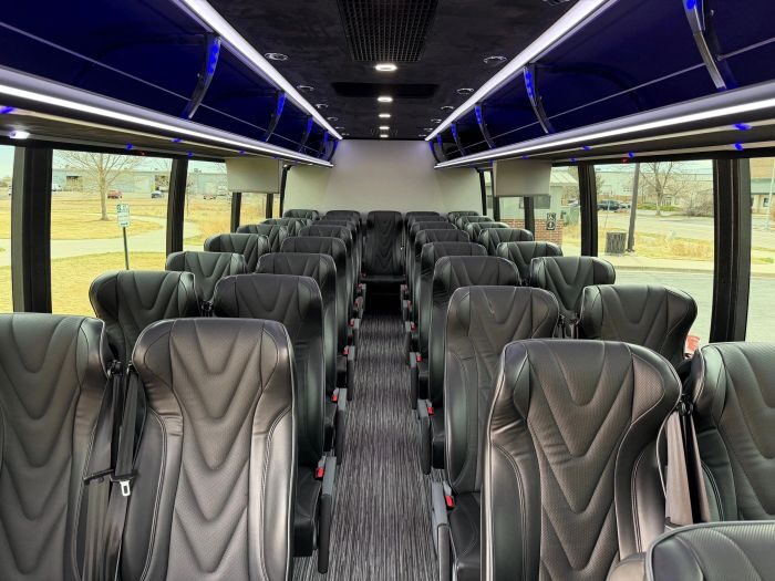 Coach bus leather seats – Fort Collins limo service
